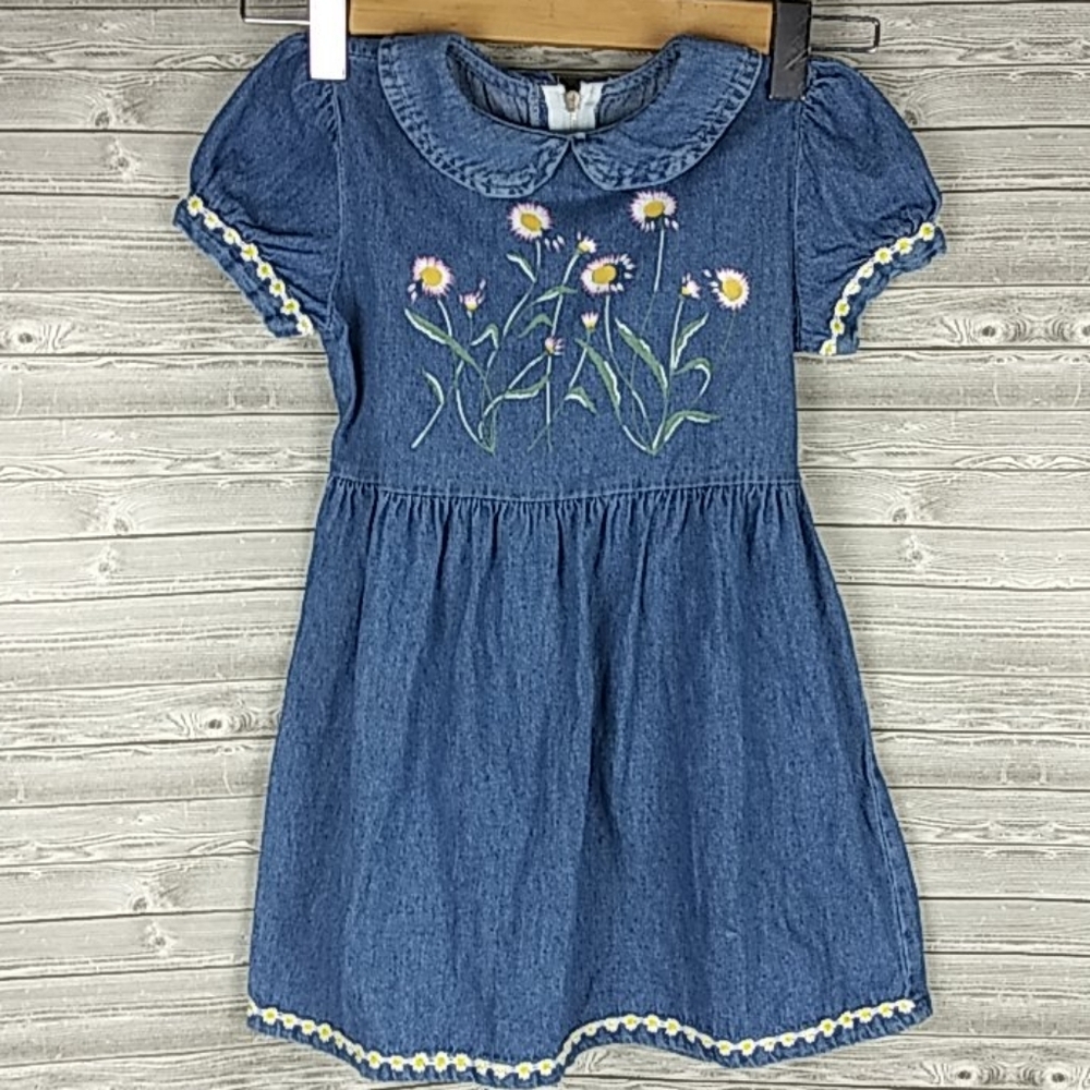 Maya and me vintage chambray embroidered floral dress